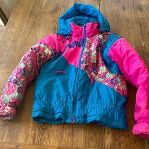Vintage Pink Girl's Winter Coat FLORAL